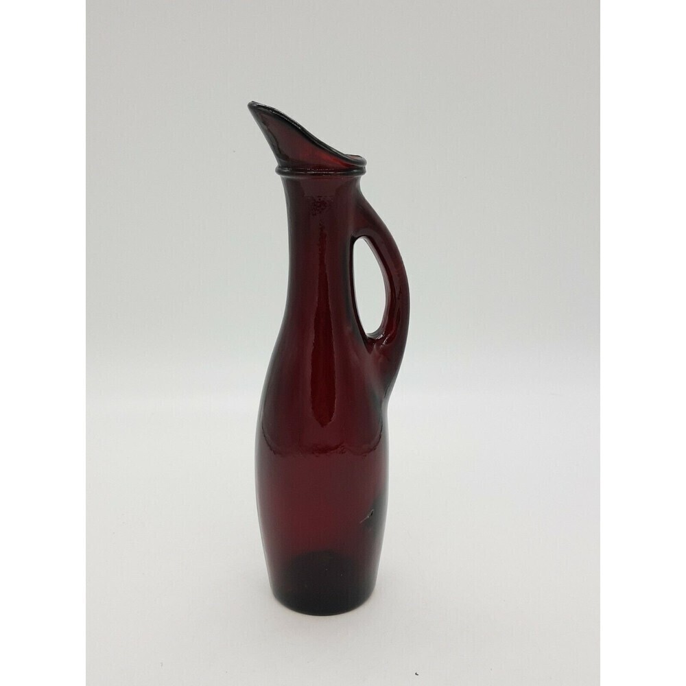 Anchor Hocking vintage ruby red cruet bud vase glass pitcher
